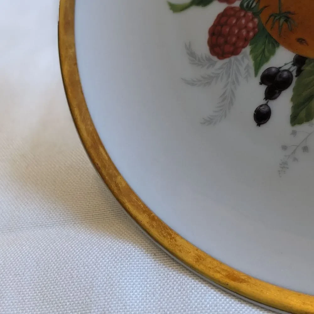 Winterling Schwarzenbach Bavaria Vtg Set of 3 Porcelain Salad Plates Fruit Gold